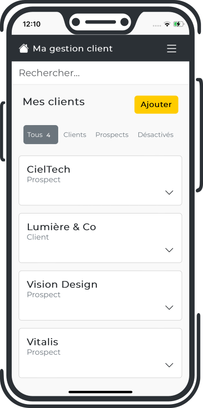 Vue de l'application